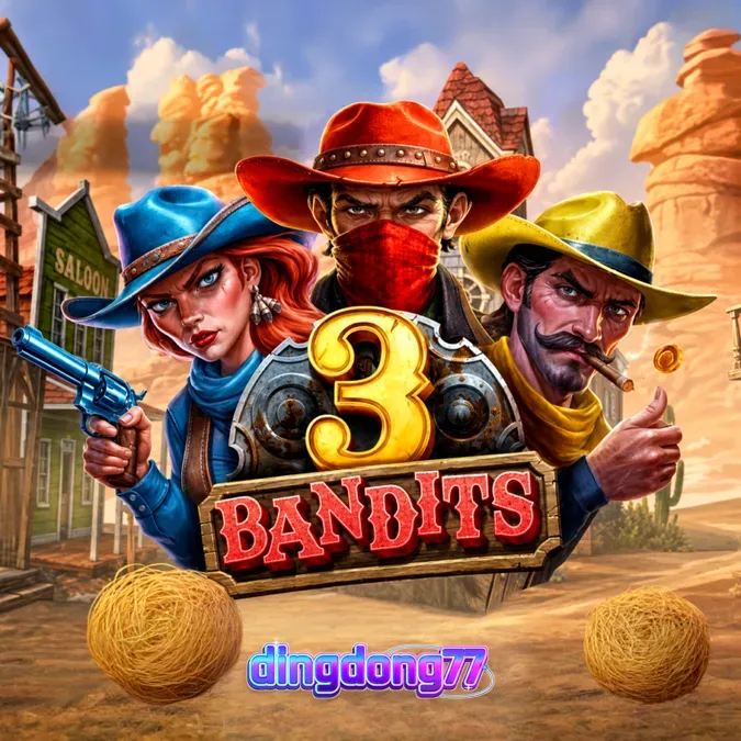Tampilan visual slot 3 Bandits dengan tema Wild West yang dinamis